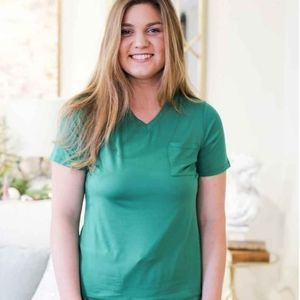 The Royal Standard Highlands V-Neck Pocket Tee in Green